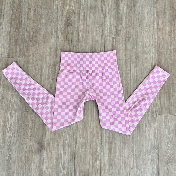 Forever 21 Women Active Seamless High Waisted Pink Checkered Leggings Size M - Picture 8 of 10